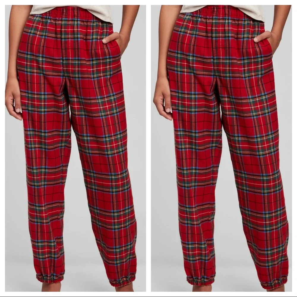 GAP Pajama Set Soft Knit Cami All Over Plaid Elastic‎ Waist Pants Size 8 NWT $60